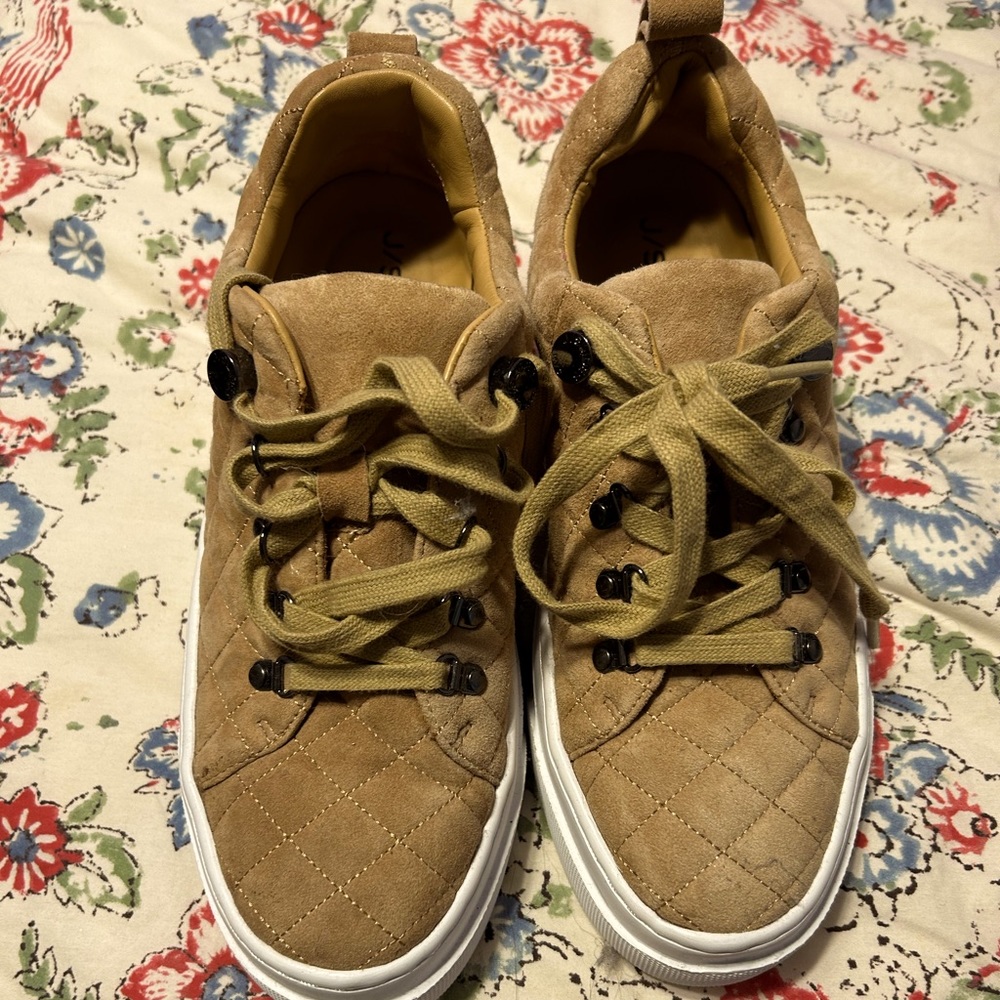 J slides brown quilted shoes